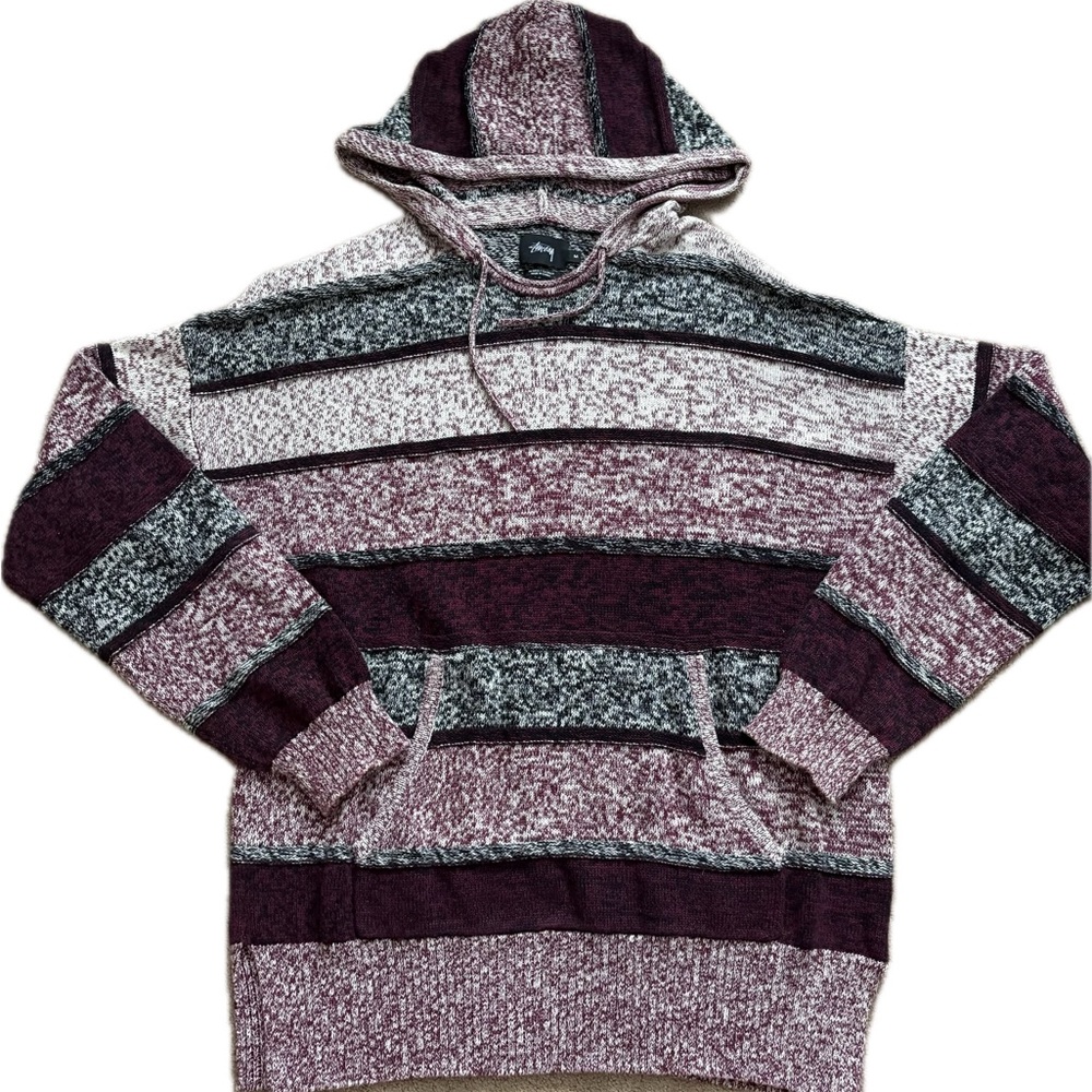 Stussy Drug Rug Hoodie Sweater Men’s Medium Burgundy